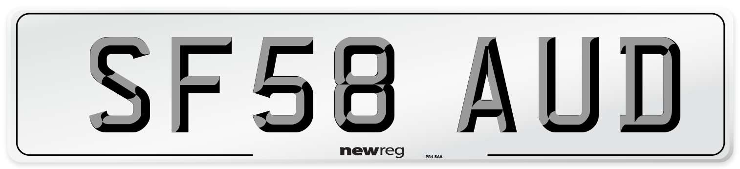SF58 AUD Number Plate from New Reg